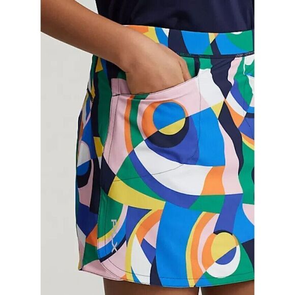 RLX Ralph Lauren Women Sz L Abstract Multi Print Performance 17" Golf Skort - Picture 11 of 11